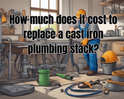 A plumber removes an old cast iron plumbing stack and installs a new one. Debris and tools are scattered around the work area