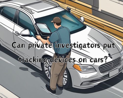 A private investigator attaches a small tracking device to the underside of a car using a magnetic mount