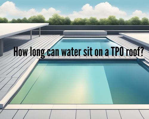 Water pools on a flat TPO roof, reflecting the sky above