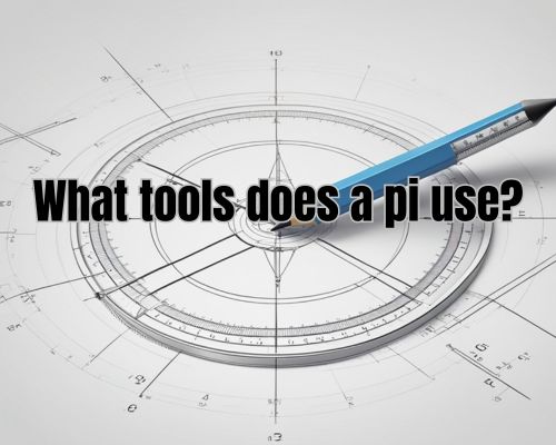 A pi uses a ruler, compass, protractor, and pencil to draw and measure geometric shapes on a clean, white surface