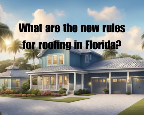 A sunny Florida skyline with a newly constructed roof, showcasing the updated roofing regulations in action