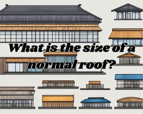 A typical roof sits atop a rectangular structure, with sloping sides and a peak at the top. It is large enough to cover the entire building