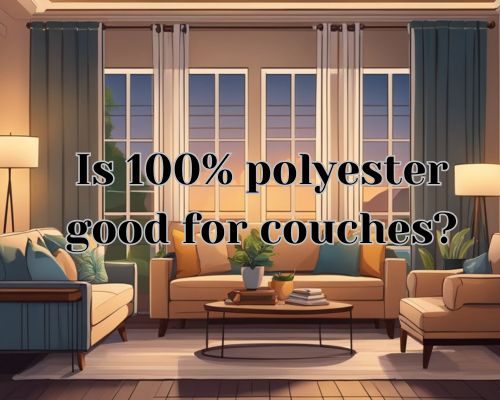 A cozy living room with a comfortable polyester couch as the focal point, surrounded by warm lighting and decorative throw pillows