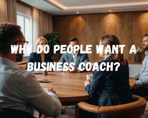 a business coach having a conference
