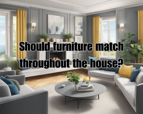 A living room with matching furniture in a modern style, coordinated with the rest of the house for a cohesive and harmonious look