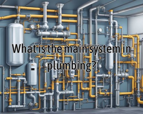 A network of pipes and valves connect to a central water heater and main water line in a mechanical room