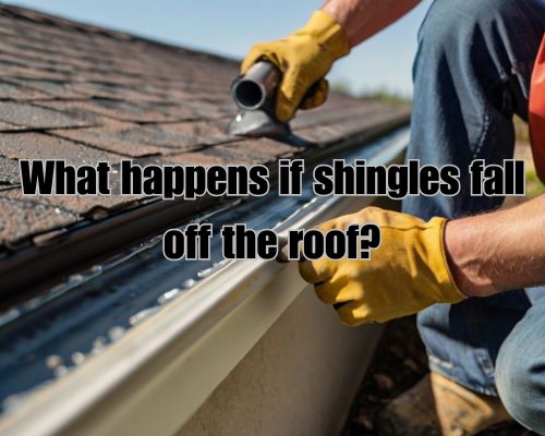 a worker fixing the fallen off roof shingle