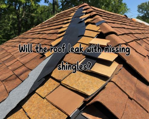 a roof with missing shingles