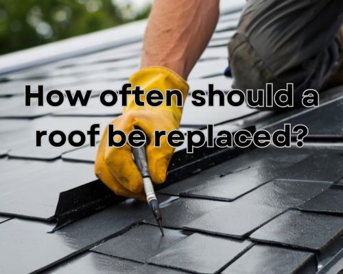 a roof with a newly replaced roof