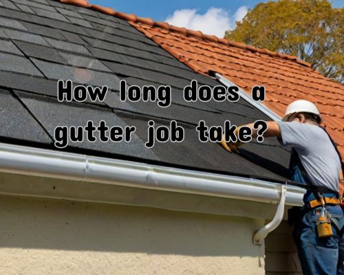 a roof with almost done gutter installation