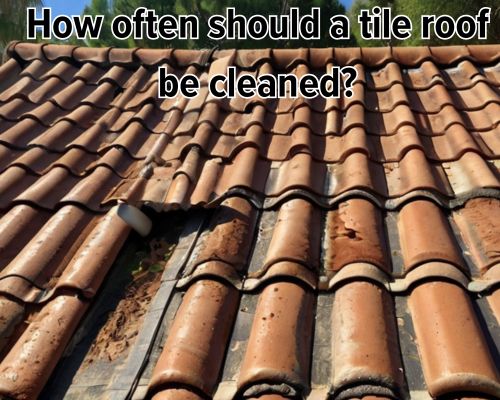 a dirty tile roof in need of cleaning as part of maintenance
