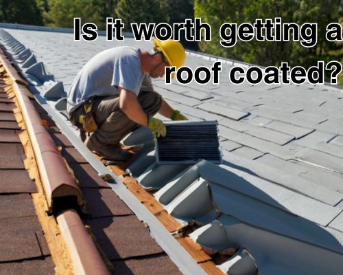 a roof being coated by a contractor