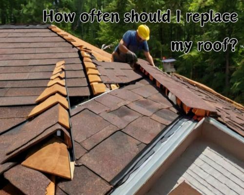 a worker replacing a roof of a home