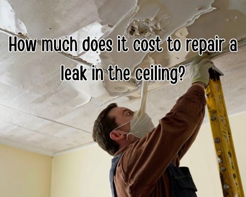 A man is seen repairing a leak in the ceiling of a room