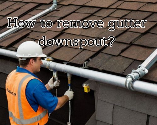 a new roof gutter downspout under work